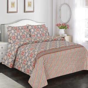 Skelie 3Pcs Printed King Size Bedsheet Set